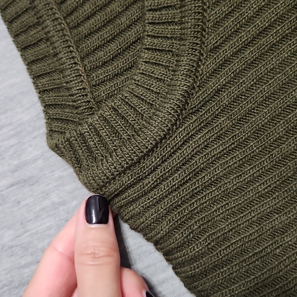 Vintage Y2K XYZ Grunge Eagle Olive Ribbed Pullover Crewneck Sweater Top Shirt - Picture 8 of 12
